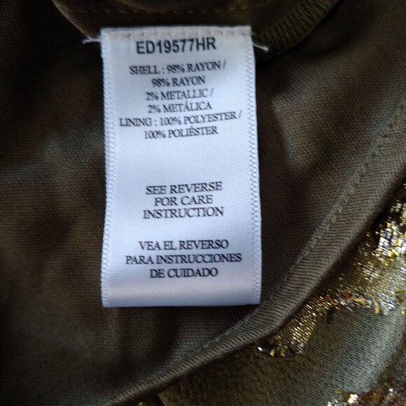 EN CRÈME V-neck Kimono Sleeve Maxi Gold Metallic Dress Boho L - Picture 10 of 12